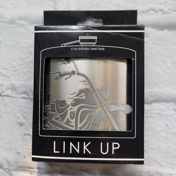 Motorcycle Flask by Link Up 6 oz Stainless Steel - Picture 2 of 4